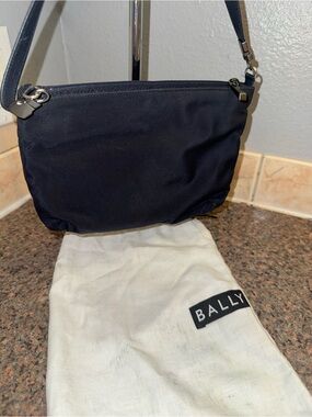 Bally Black Nylon Shoulder Bag with dust bag EUC